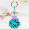 Fashion Rhinestone Crystal flower Keychains Tassel Bag Accessories Charm